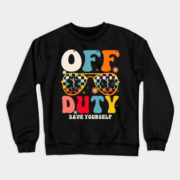 Off Duty Save Yourself Crewneck Sweatshirt by CikoChalk